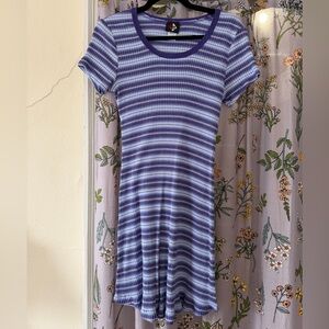 Vintage 90’s No Boundaries Purple Striped Skater Dress
